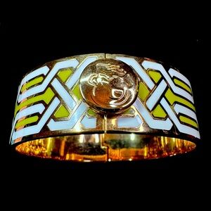 Spartina 449 Daufuskie Island Lime Green/White/Gold Hinged Bracelet,retired line